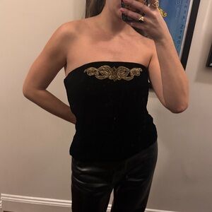 Lauren by Ralph Lauren Velvet Strapless Top